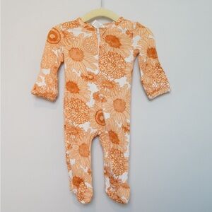 kate quinn Orange Floral Zip Footed One-Piece Size 0-3M